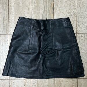 Vintage Genuine Leather A-Line Skirt (Medium) - Black